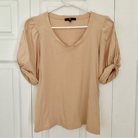 7 FOR ALL MANKIND Cotton Puff Sleeved Top Women’s Size Medium - Picture 1 of 5
